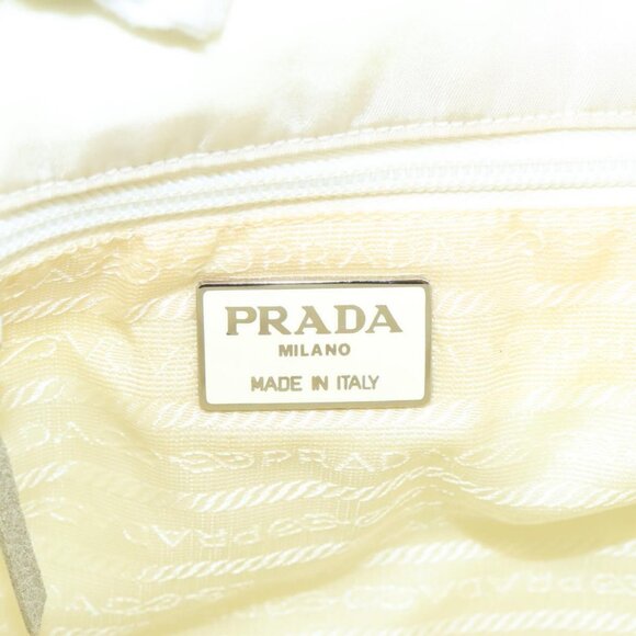 PRADA Hand Bag Nylon Cream Silver Auth EC470 - Picture 9 of 15
